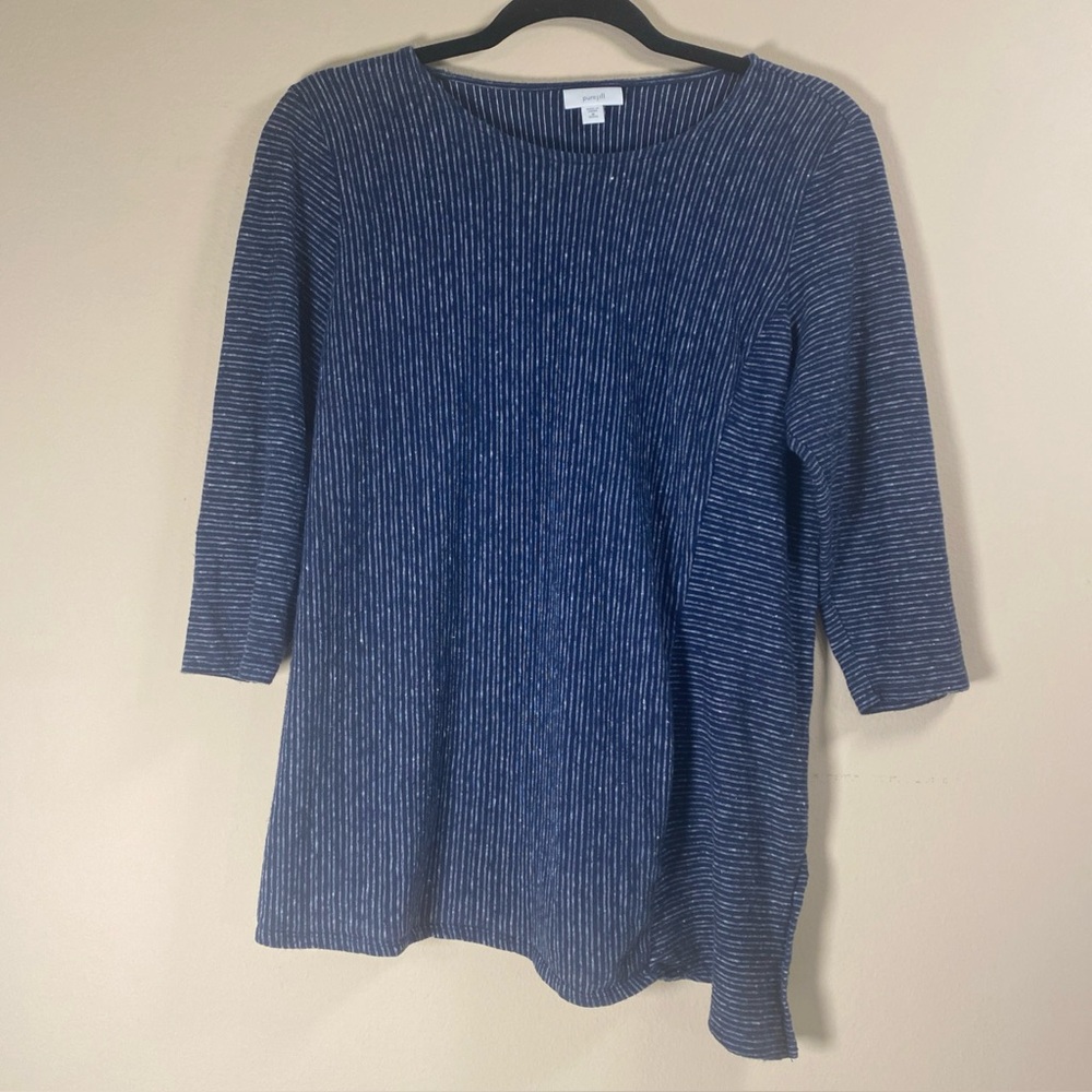 Purejill Loose Fit Blue Stripe Hemp Blend Tunic Size‎ M